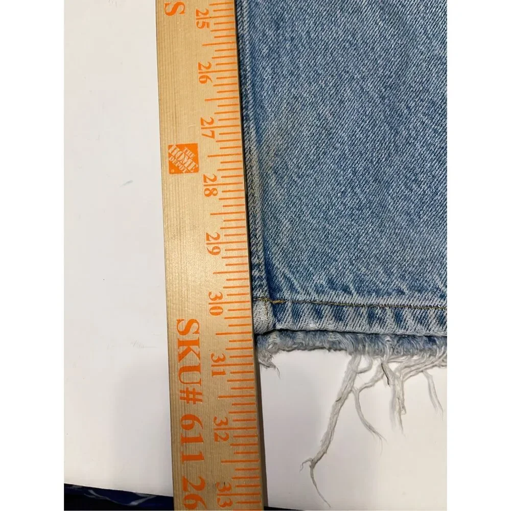 Tommy Hilfiger Jeans Mens 34x32 Blue Distress Whisker Grunge‎ Denim 1985 VTG